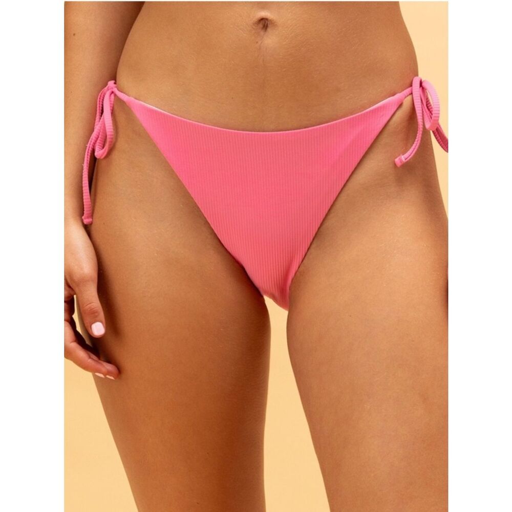 NWT Tilly’s Full Tilt Reversible Pink Tie Side Cheeky Bikini Bottoms